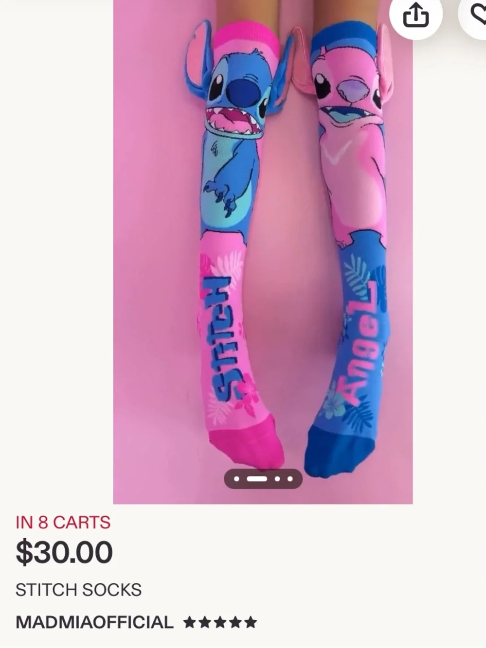 Madmia Disney Lilo & Stitch 3D Knee Socks Big Kids & Adults Festival Harajuku